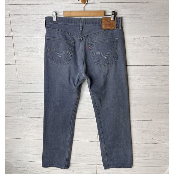 Levis Jeans Mens Size 34 X 30 Slate Blue Gray 501 Button Fly Straight Leg - Picture 12 of 16